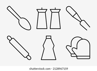 cookware icon. a set of thin cookware icons