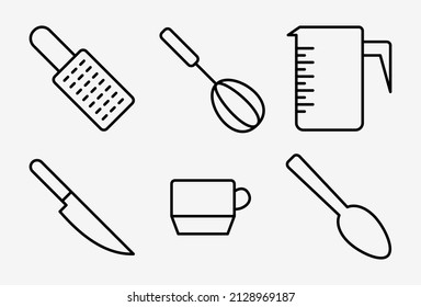 icono de software de cocina. un conjunto de iconos de fogones finos