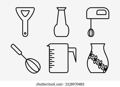cookware icon. a set of thin cookware icons