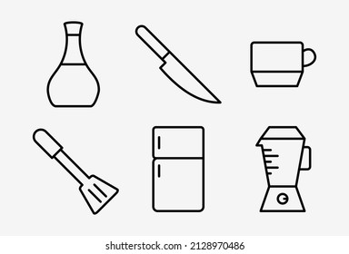 icono de software de cocina. un conjunto de iconos de fogones finos