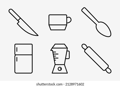 icono de software de cocina. un conjunto de iconos de fogones finos