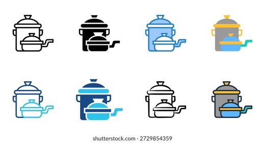Los iconos de utensilios de cocina establecen una colección de estilo múltiple. Trazo editable 
