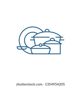 Cookware line icon concept. Cookware flat  vector symbol, sign, outline illustration.