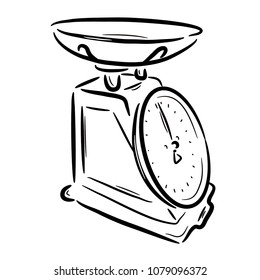 Cookware on white background. Sketch of kitchen utensils.