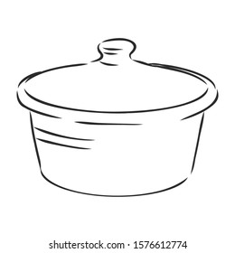 cookware pan sketch, vector illustration 
