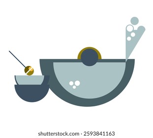 Cookware pan with steam cooking in Art Deco style
