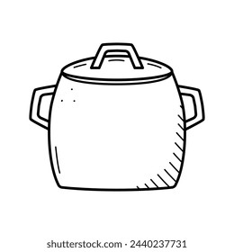 Cookware saucepan pan doodle icon. Vector illustration of kitchen utensils.
