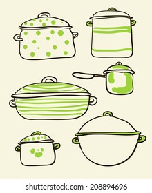 a Cookware set of Retro vector illustration 