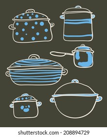 a Cookware set of Retro vector illustration 