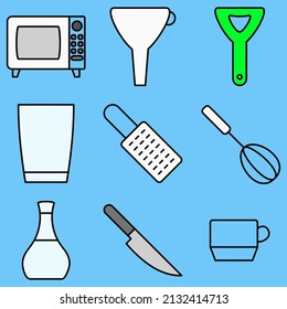 cookware shop .color cookware icon set
