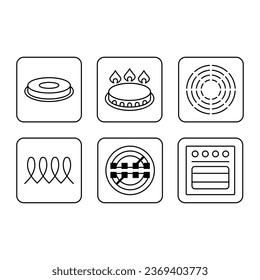 Cookware symbols induction icon ceramic gas and electric cooking hob