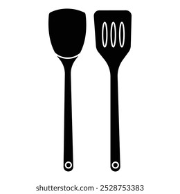 Cookware Wooden Black Spatula Element. Spatula Design Collection. Cooking Equipment Spatula.