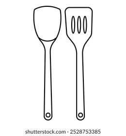 Cookware Wooden Black Spatula Element. Spatula Design Collection. Cooking Equipment Spatula.