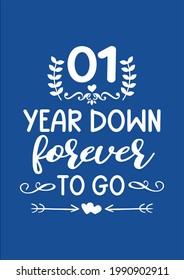 Cool 1st Anniversary For Husband Wife Vector Illustration Graphic Design for Document and Print