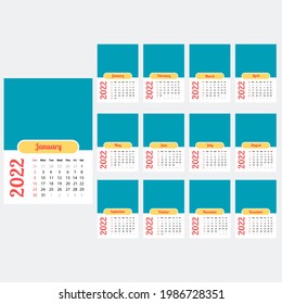 Cool 2022 Calendar Template Colorful Element