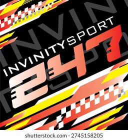 Cool 247 number icon, INNVINITY SPORT text, racing and celebration concept.