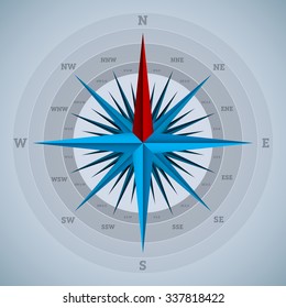 Cool 32 point compass design on blueish background