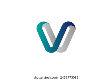 Cool 3d alphabet v logo vector brand icon