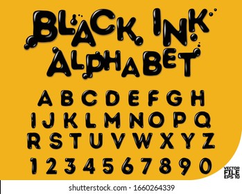 Cool 3D Black Ink Alphabet and Numeric set vector file for personal or comercial use for branding , posters or something else 