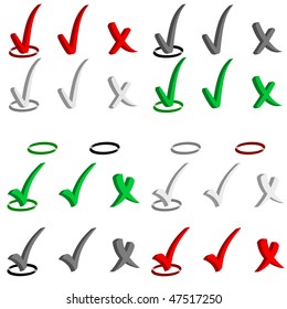 Cool 3D check sign set vector