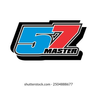 cool 57 number vector, and MASTER text, racing icon design.