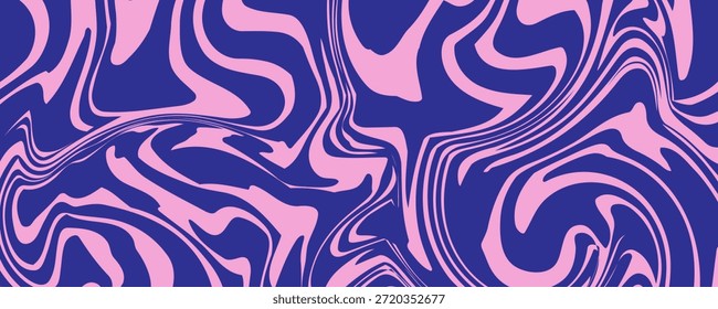 Cool 70s hippie background. Waves, swirls, swirling patterns. Twisted and distorted vector texture in trendy retro psychedelic style.