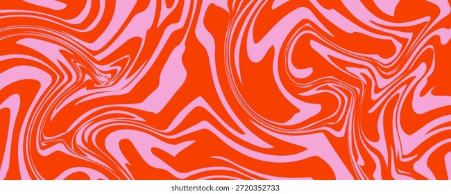 Cool 70s hippie background. Waves, swirls, swirling patterns. Twisted and distorted vector texture in trendy retro psychedelic style.