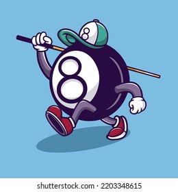 Cool 8 Ball Pool Cartoon Illustration