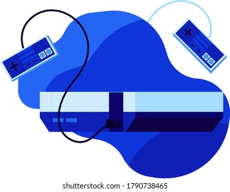 Cool 90s Old Game Console Vector Illustration. Retro Game. Old Game Retro. Vintage Game. Gaming Mascot Logo. Flat Cartoon Style Suitable for Web Landing Page, Banner, Flyer, Sticker, Card, Background