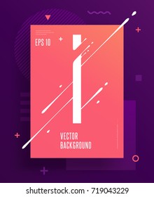 Cool abstract alphabet poster with minimal design. Letter I. Abstract background with modern bright geometric elements. Dynamic liquid ink splashes letter. Eps10 vector template for your art