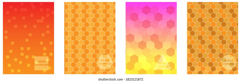 Cool abstract background hexagon honeycomb design pattern. modern gradient background. Orange purple blue yellow color backdrop for poster banner cover. minimal stripe texture placard template