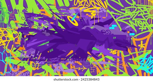 Cool Abstract Colorful Urban Futuristic Hip-Hop Graffiti Street Art Style Vector Background