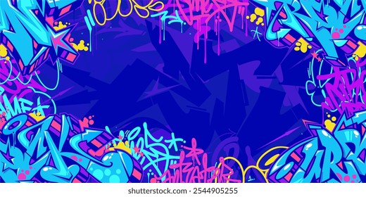 Cool Abstract Colorful Urban Street Art Graffiti Style Vector Illustration Background Template