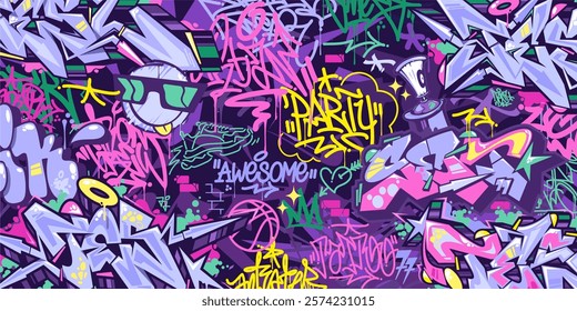 Cool Abstract Colorful Urban Street Art Graffiti Style Vector Illustration Background Template