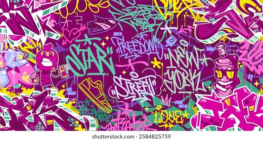 Cool Abstract Colorful Urban Street Art Graffiti Style Vector Illustration Background Template