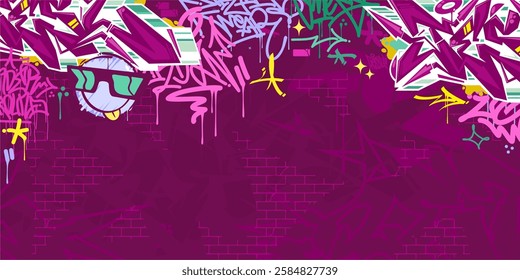 Cool Abstract Colorful Urban Street Art Graffiti Style Vector Illustration Background Template