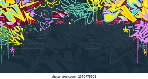 Cool Abstract Colorful Urban Street Art Graffiti Style Vector Illustration Background Template