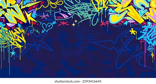 Cool Abstract Colorful Urban Street Art Graffiti Style Vector Illustration Background Template
