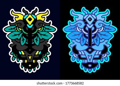 Cool abstract doodle illustration for poster, sticker, or apparel merchandise.With vaporwave/synthwave style, aesthetics of 80s.