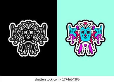 Cool abstract doodle illustration for poster, sticker, or apparel merchandise.With tribal and hipster style.