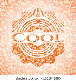 Cool abstract emblem, orange mosaic background
