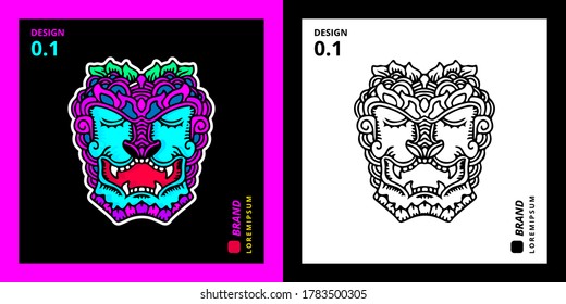 Cool abstract face illustration for poster, sticker, or apparel merchandise.With tribal and hipster style
