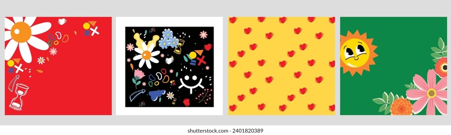 Cool abstract and floral design. Seamless pattern and mask used, easy to re-size. For notebooks, planners, brochures, Abstract creative universal artistic templates. Suitable for poster, business card