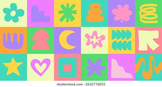 Cool Abstract Geometric Doodle Pattern. Trendy Hand-Drawn Groovy Background. Funky Art.