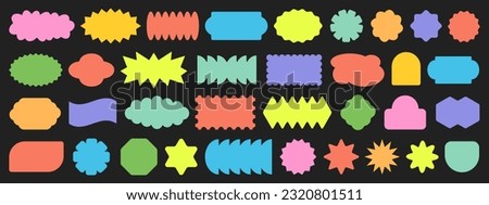 Cool Abstract Geometric Shapes. Trendy Y2K Retro Badges Vector Design. Sticker Label Elements. Minimal Frame Patch. 商業照片 © 