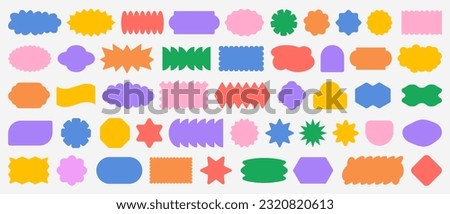 Cool Abstract Geometric Shapes. Trendy Y2K Retro Badges Vector Design. Sticker Label Elements. Minimal Frame Patch. Foto d'archivio © 