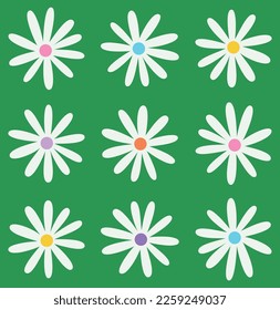 Cool abstract groovy flower patterns 90s style. Trendy funky backgrounds. Vector illustration.