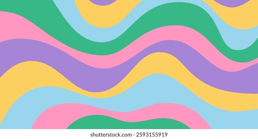 Cool Abstract Groovy Texture. Trendy Psychedelic Stripes Background. Y2k Colorful Pattern.
