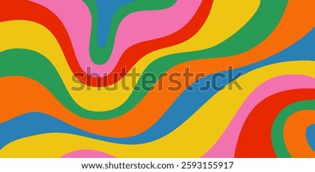 Cool Abstract Groovy Texture. Trendy Psychedelic Stripes Background. Y2k Colorful Pattern.