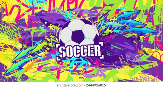 Cool Abstract Hip Hop Urban Street Art Graffiti Style Soccer Or Football Illustration Background
